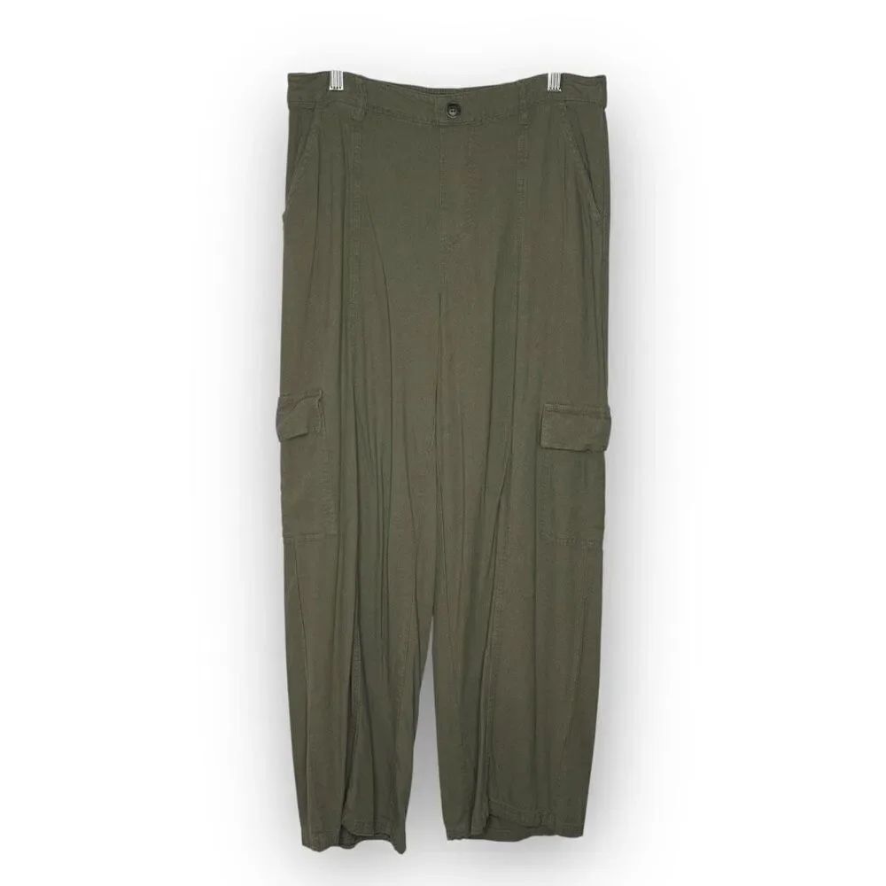 Rewash Green Cargo Wide Leg Pants Rayon Linen Blend Women’s Size Medium
